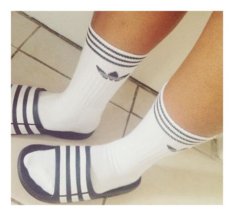 adidas slides with socks style.